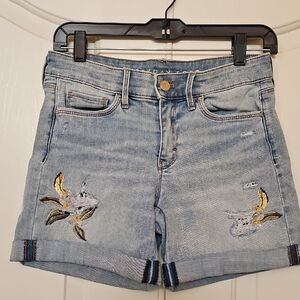 WHBM White House Black Market Embroidered Denim Shorts 5" Size 0